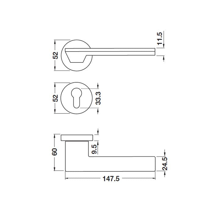 HAFELE ชุดมือจับประตูก้านโยกแม่เหล็ก (รุ่นประตูห้องน้ำ)