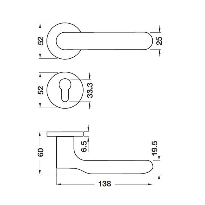 HAFELE ชุดมือจับประตูก้านโยกแม่เหล็ก (รุ่นประตูห้องน้ำ)