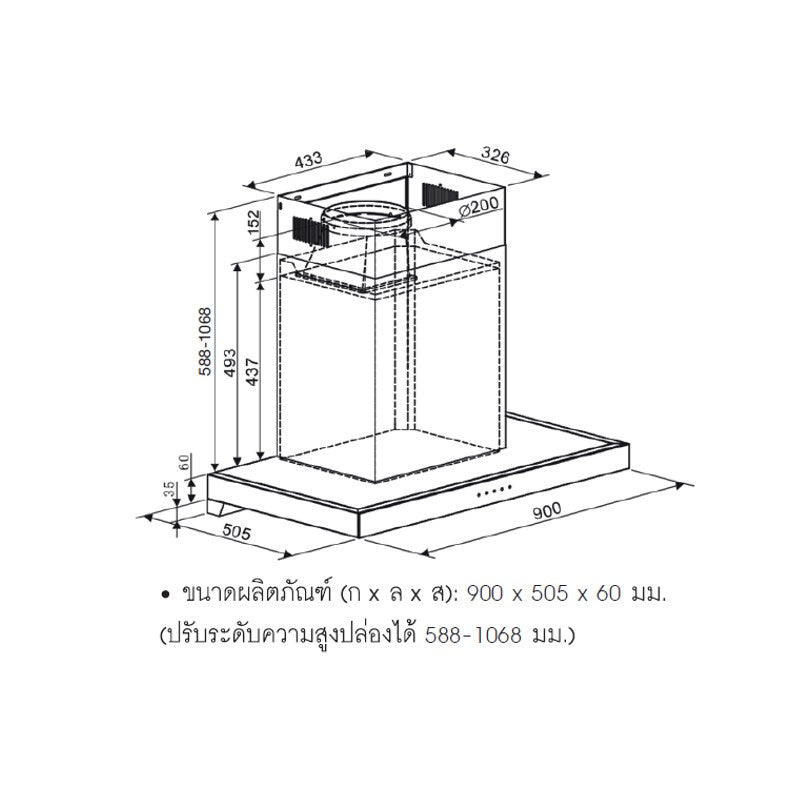 HAFELE เครื่องดูดควันแบบติดผนัง: ซีรี่ย์ 5 (IRENE)