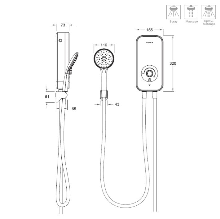 (Pre-Order) HAFELE เครื่องทำน้ำอุ่น พร้อมชุดฝักบัวสายอ่อน