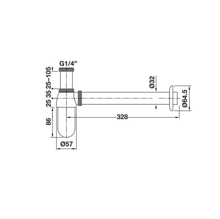 HAFELE ท่อน้ำทิ้งอ่างล้างหน้าแบบกระปุก 305 mm. / WATER TRAP BRASS 305MM