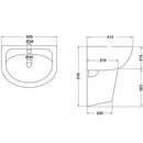 HAFELE อ่างล้างหน้าแบบแขวนผนัง พร้อมขาแขวนอ่าง