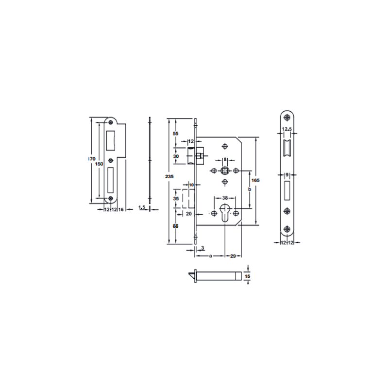 ชุดตลับกุญแจสแตนเลสสตีล ระบบมอร์ทิสล็อค (Mortise lock)
