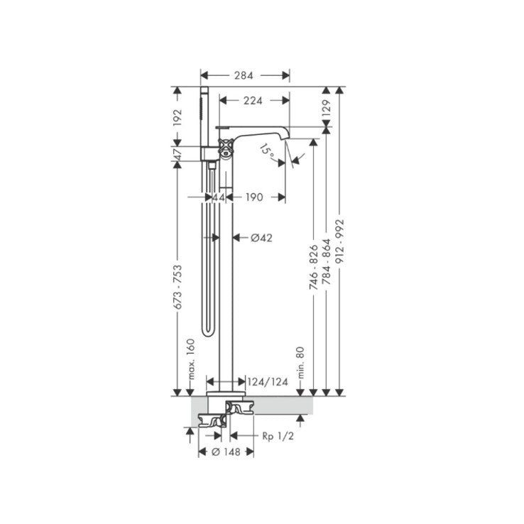 AXOR Citterio E Bath thermostat floor-standing