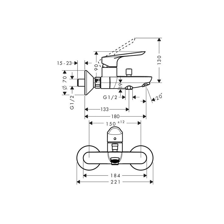 Hansgrohe Talis E Single Lever Manual Bath Mixer