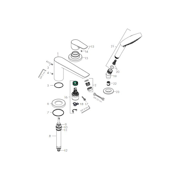 Hansgrohe Talis E 3-hole rim mounted single lever bath mixer