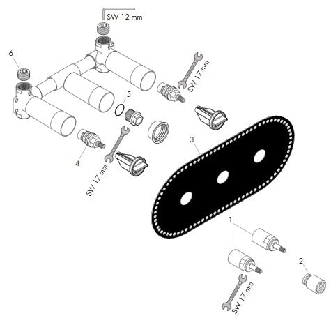 AXOR Basic set for 3-hole basin mixer