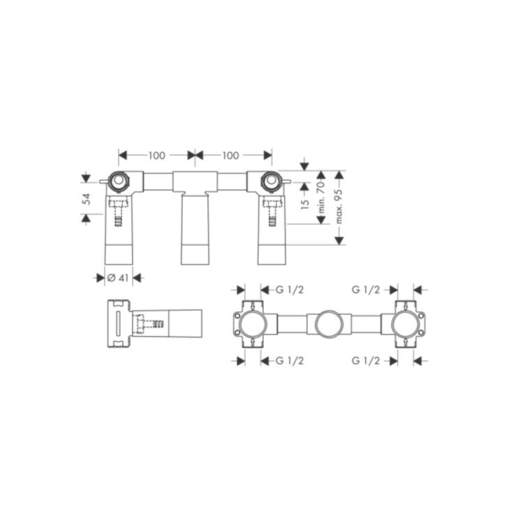 AXOR Basic set for 3-hole basin mixer