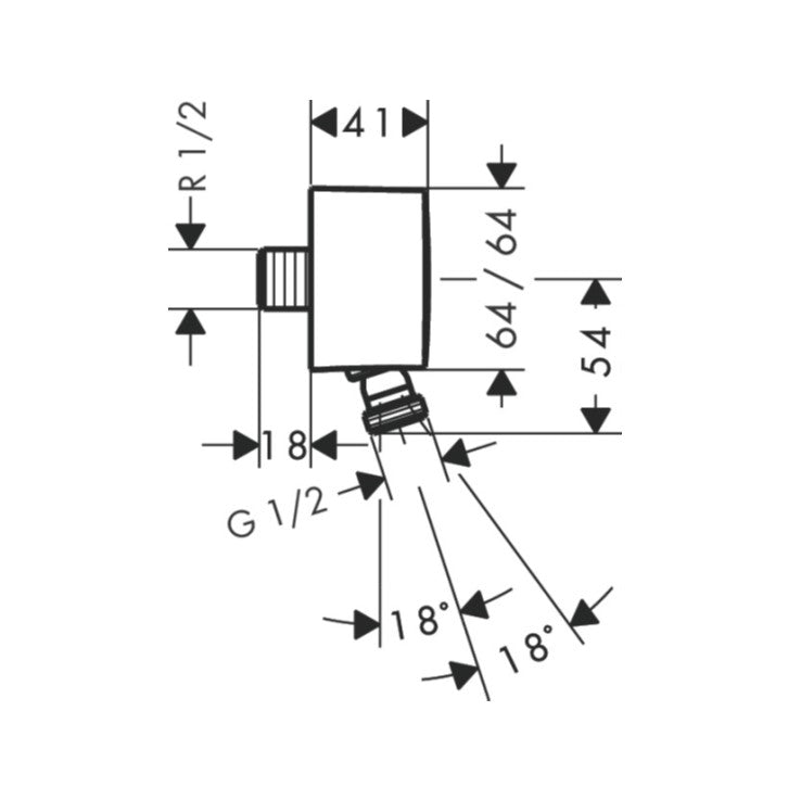 Hansgrohe FixFit Wall outlet with non-return valve and pivot joint