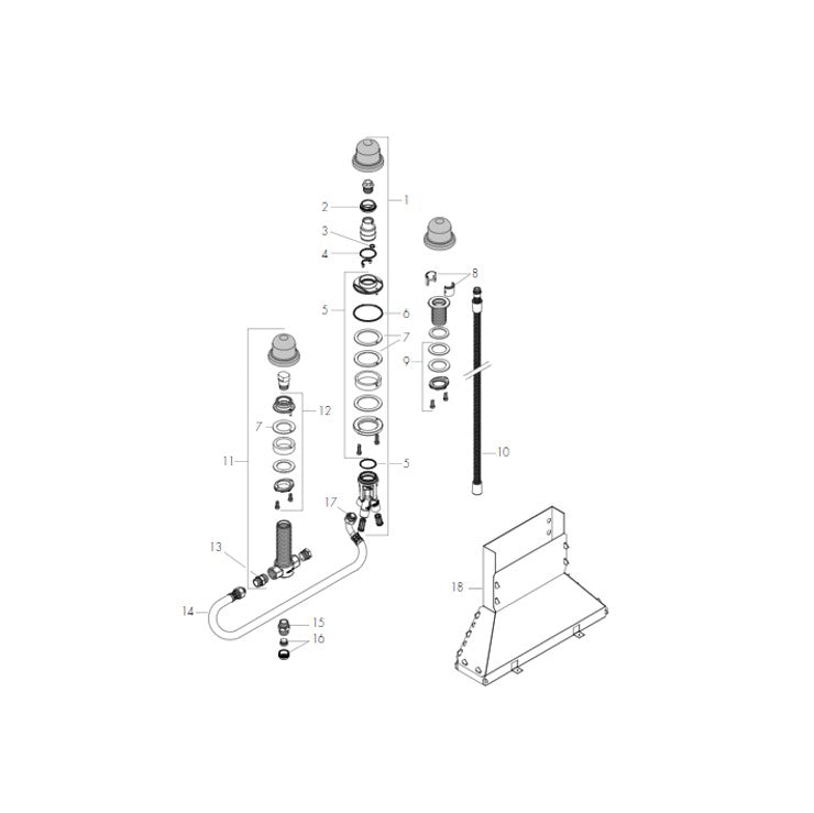 Hansgrohe Basic set for 3-hole rim mounted single lever bath mixer