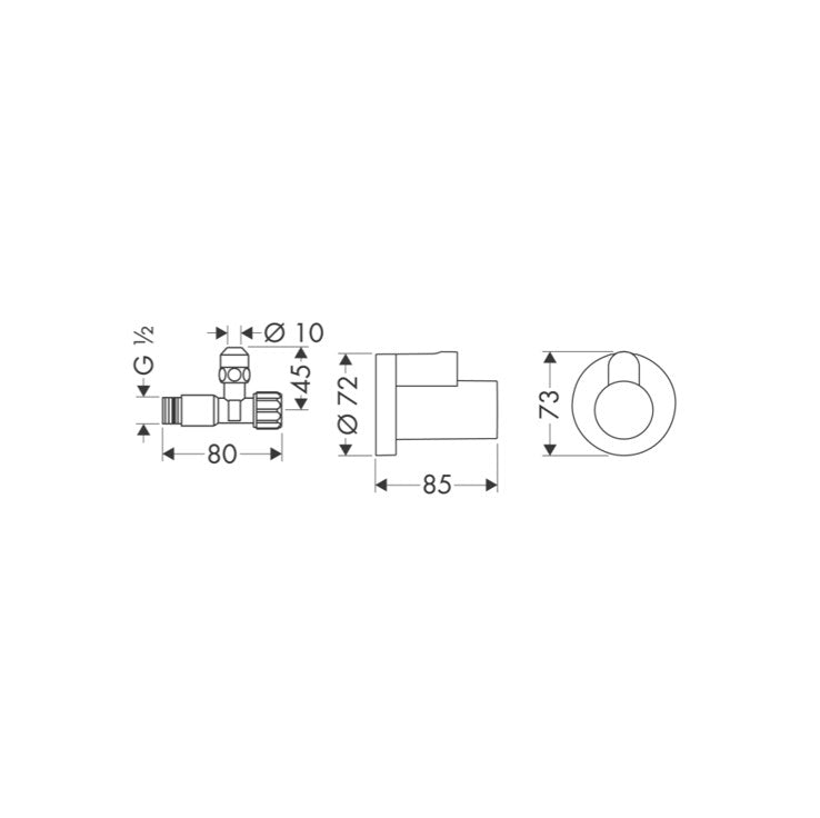 Hansgrohe  Angle valve with cover outlet G 3/8