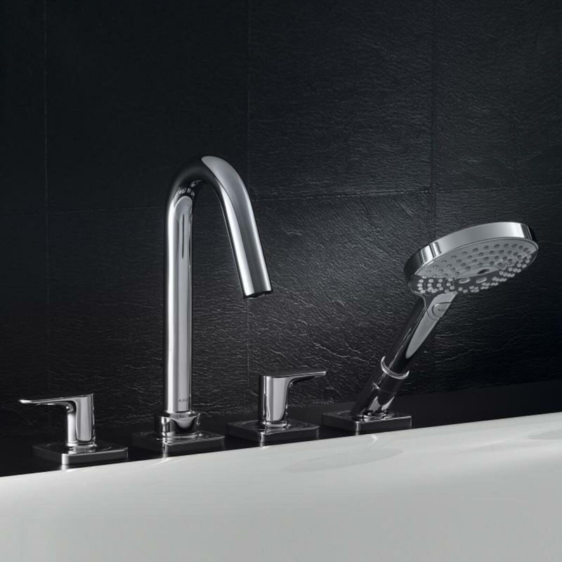 AXOR Citterio M 4-hole rim mounted bath mixer with lever handles and escutcheons