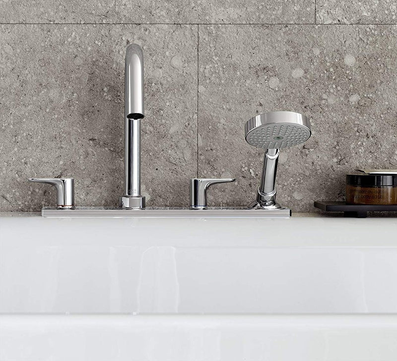 AXOR Citterio M 4-hole rim mounted bath mixer with lever handles and escutcheons