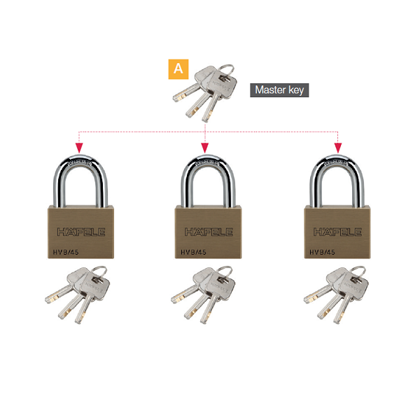 HAFELE กุญแจคล้องสายยูทองเหลือง / BRASS PADLOCK