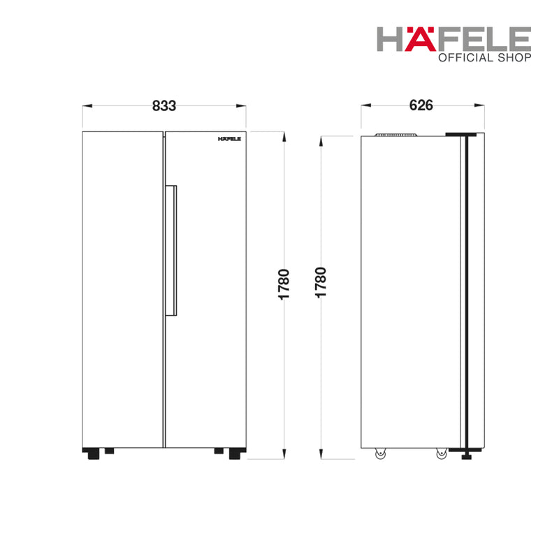 HAFELE ตู้เย็น 2 ประตูแบบตั้งพื้น: เนโร ซีรีย์ (HF-SBS157BM)