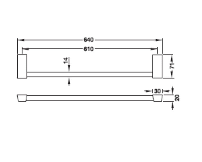 ราวแขวนผ้าเดี่ยว 610 mm. รุ่น RAFAEL  / TOWEL BAR 610MM CHR.POL.