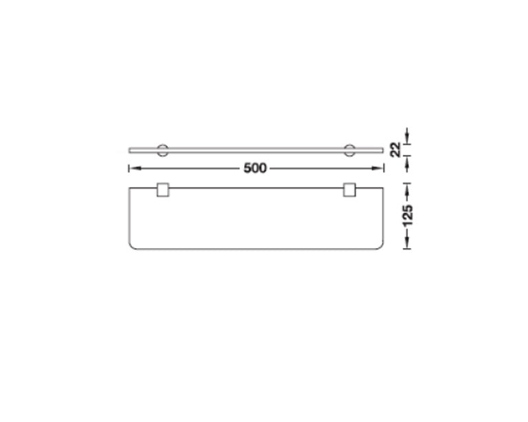 ชั้นวางของแบบกระจก รุ่น  RENOIR / GLASS SHELF CHR.POL. 500X125X22MM