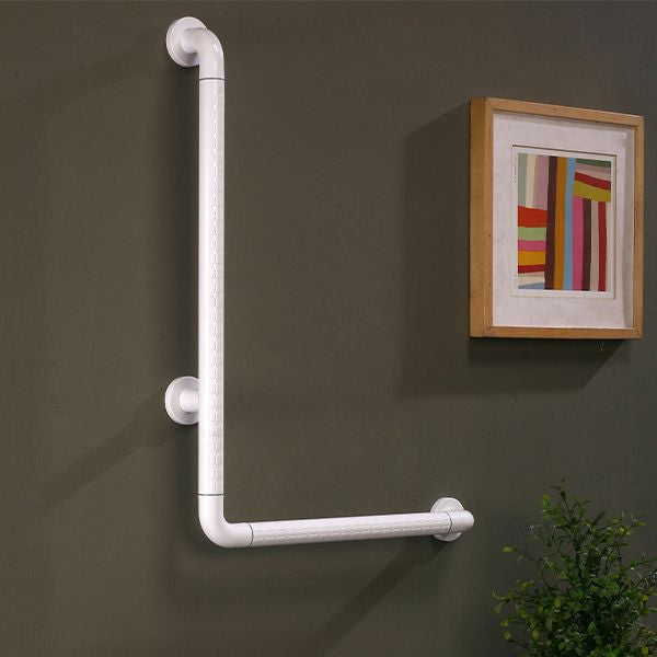 HAFELE ราวจับกันลื่นและพยุงตัว รูปตัวแอล 700x700 มม. /L- Grab bar 700x700 mm. nylon wh